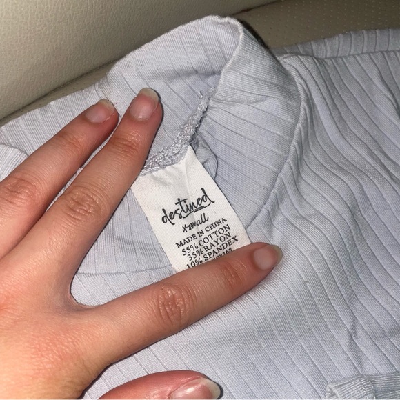 baby blue ribbed mock neck top - Picture 2 of 4